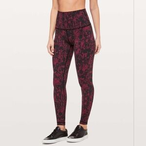 Lululemon Wunder Under Super High Scatter Blossom Jacquard Garnet